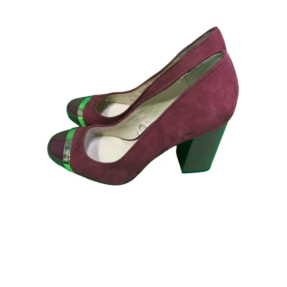 Calvin Klien Burgandy Chunky Heels Size 7 - Picture 5 of 9